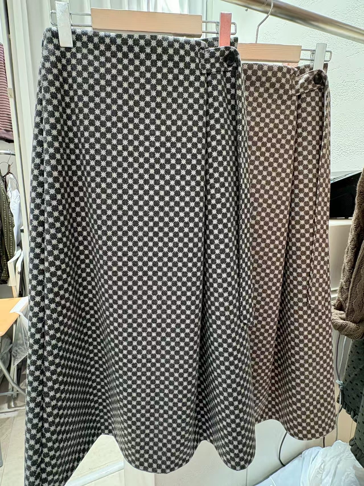 (Preorder) A-Line Check Button Skirt