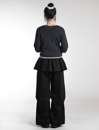[LOOXP MADE] Flare banding layered skirt skirt pants