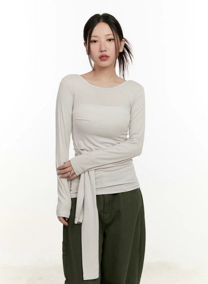 (Preorder) Layered Waist-Slimming  Long Sleeve Feminine Hug Tee