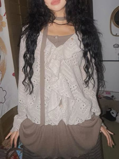 (Preorder) Ruffle Frill Cardigan