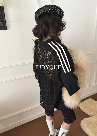 High End Lace Jercey Mesh Oversized Tee