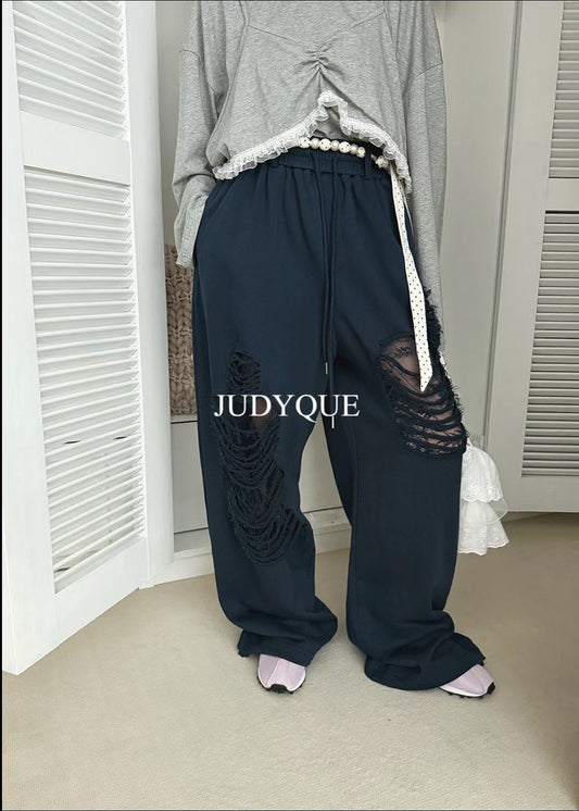 High End Damaged Lace Wide Fit Jogger Pants (3 Colours)