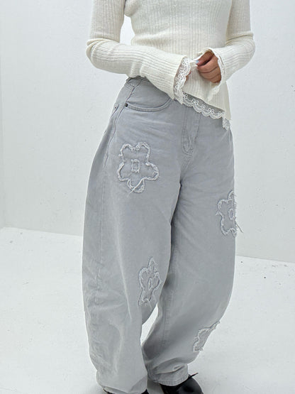 (Preorder) Floral Gray Pants