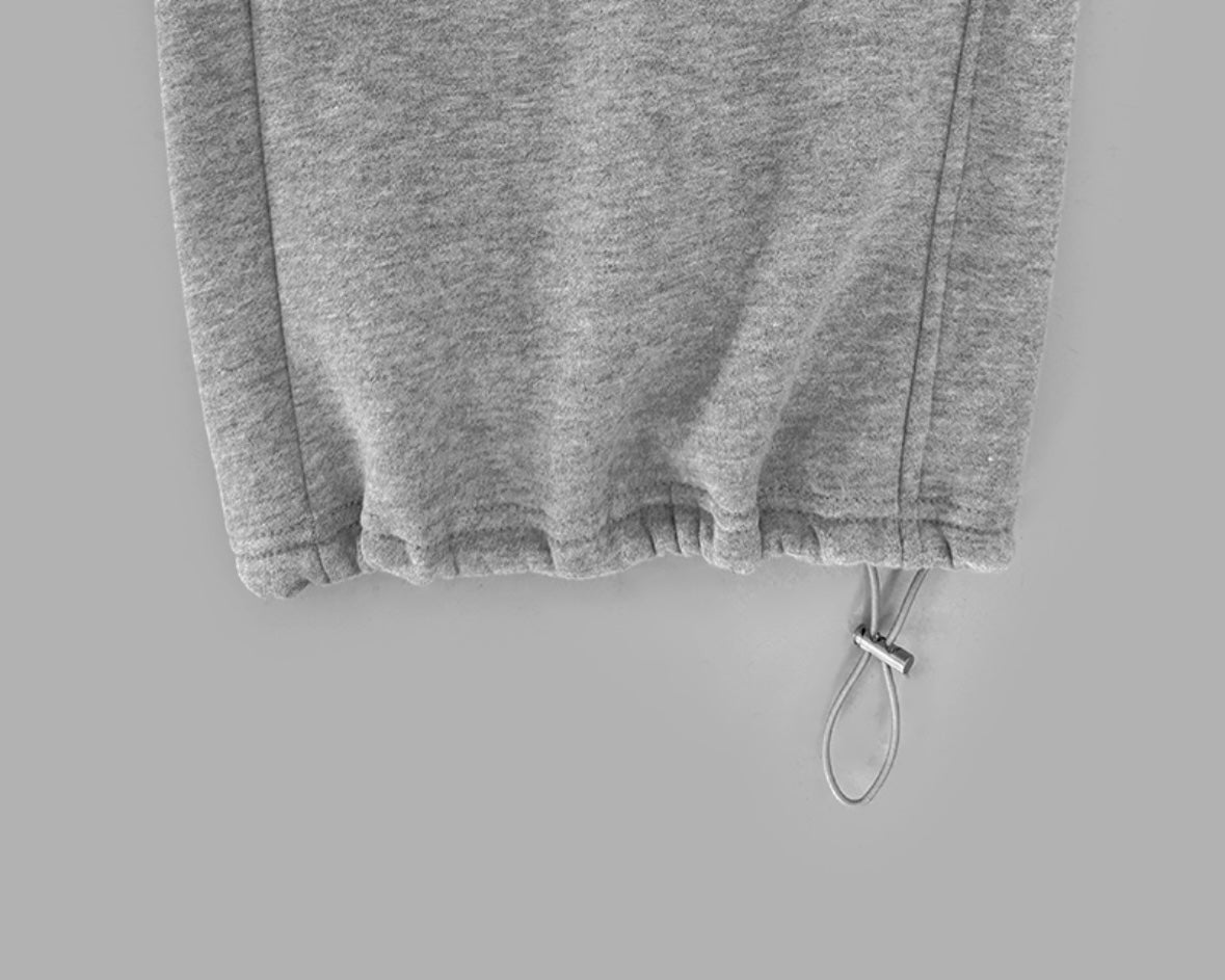 [LOOXP MADE] Sheepskin Short & Long Angel Embroidery Cut-Line Banding Wide Training Long Pants