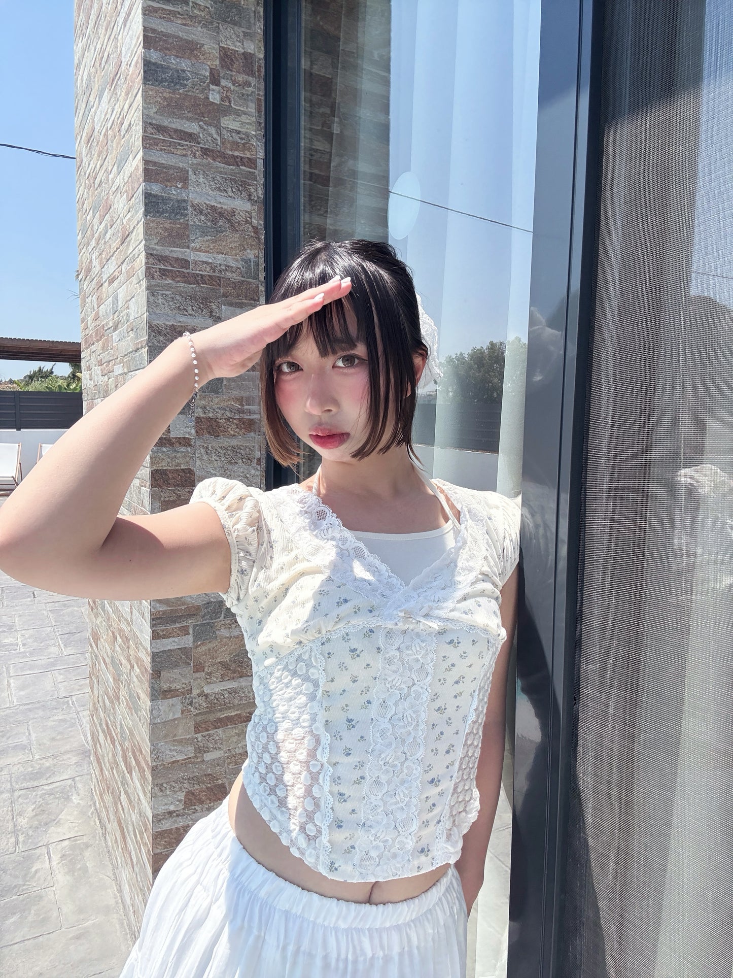 Fairycore Floral Lace Detail Panel Tee (Ivory)