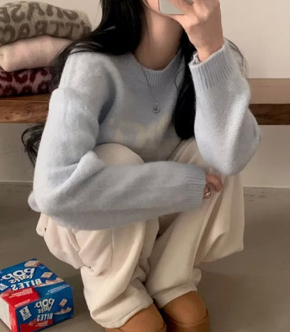 (BF NEW IN) Cream brush knit loose fit Chase Knit