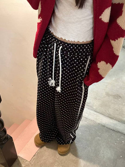 (DEC NEW) Polka dot double-sided brushed training pants