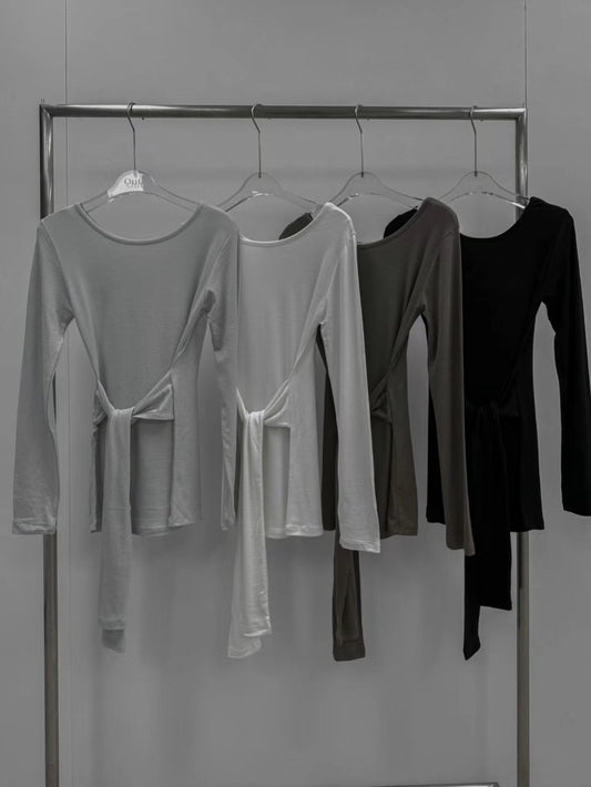 (Preorder) Layered Waist-Slimming  Long Sleeve Feminine Hug Tee