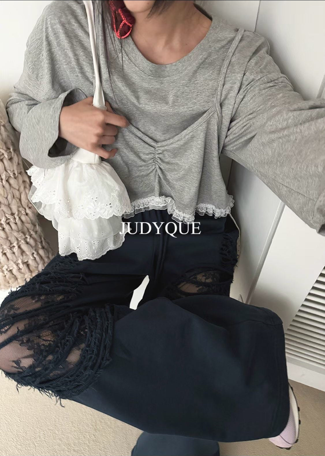 High End Damaged Lace Wide Fit Jogger Pants (3 Colours)