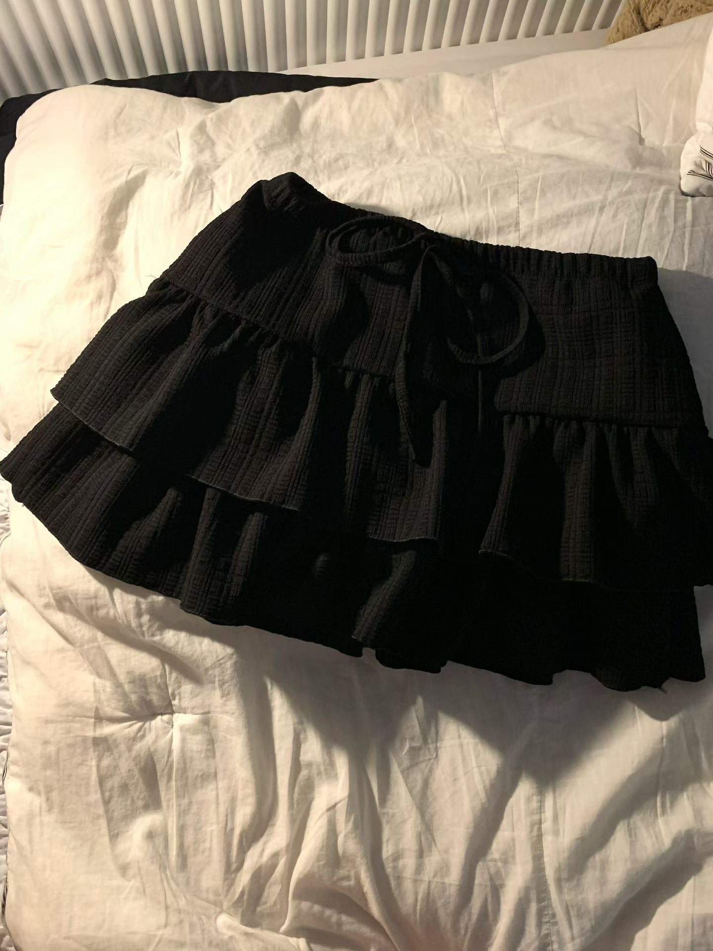 Spring Soft Girl Ruffle Crinkle Layer Mini Skirt