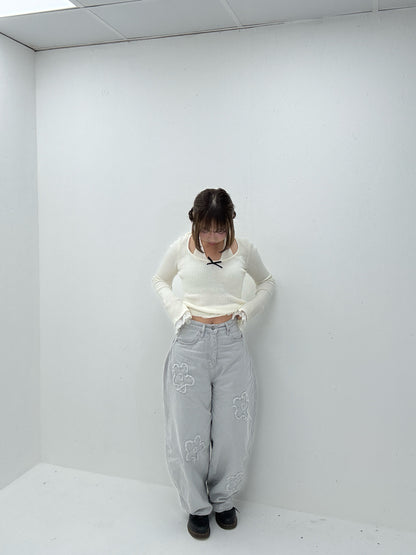 (Preorder) Floral Gray Pants