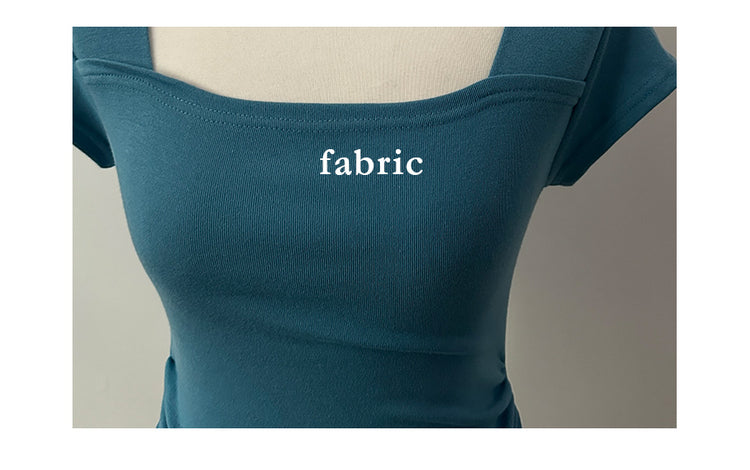Mint Pick! Daily Hero Square Neck Waisted Side Shirring Short Sleeve T-shirt (4 Colours)