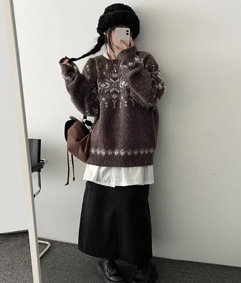 (Preorder) Unisex Winter Snowflake Brush Knitwear