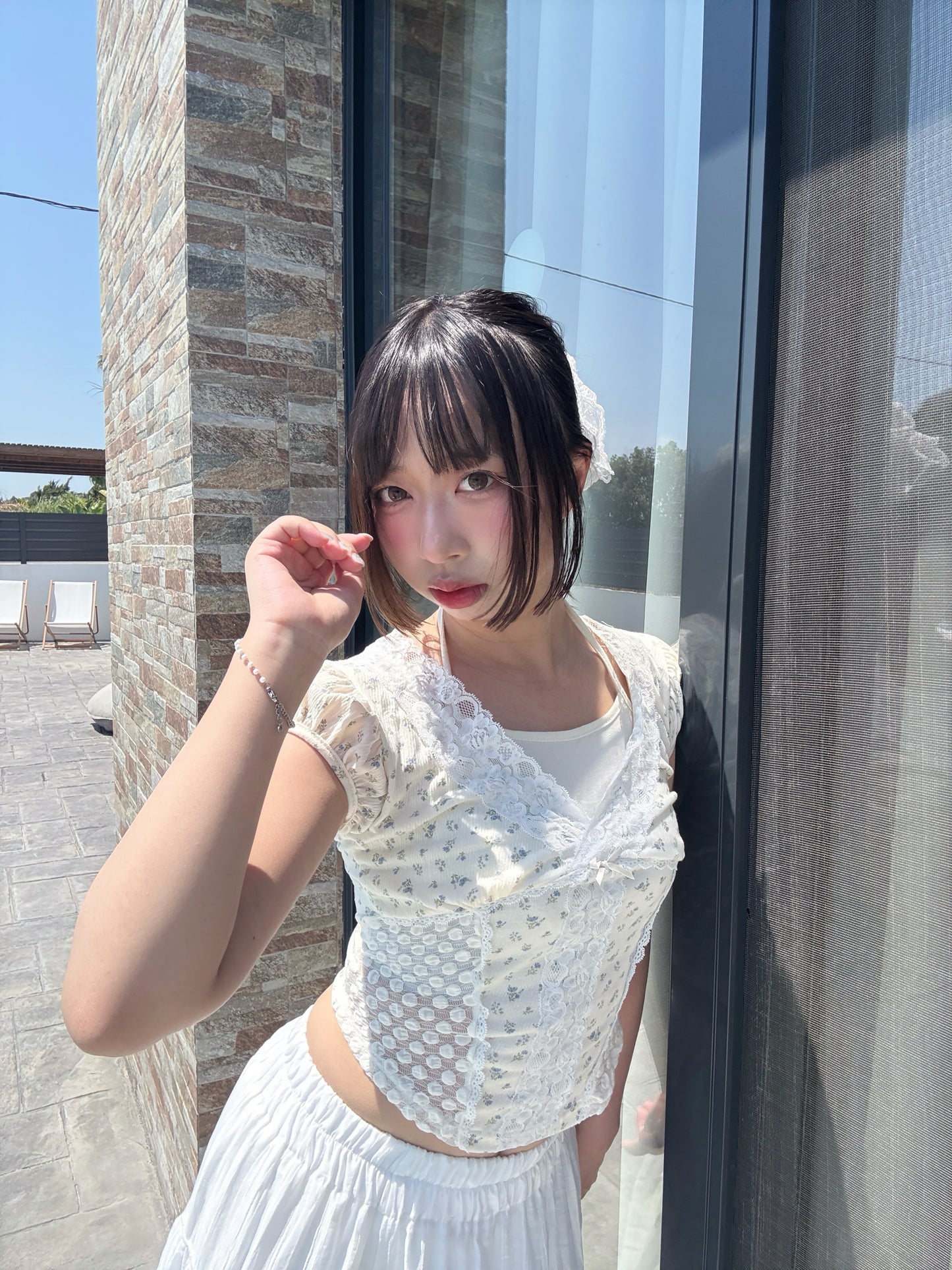 Fairycore Floral Lace Detail Panel Tee (Ivory)