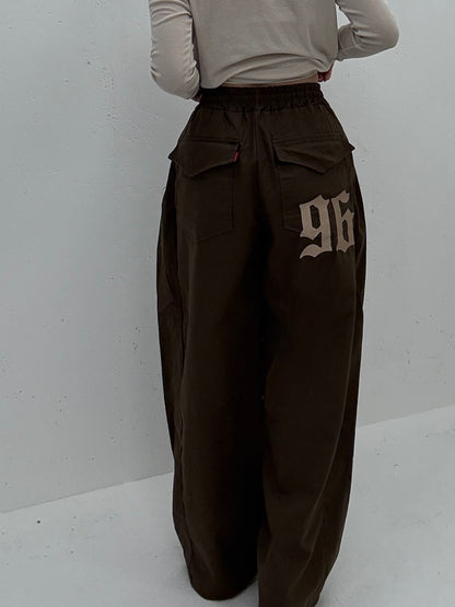 96 Embroidered Back Pocket Snap Pants  (Brown)