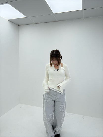 (Preorder) Halter Ribbon Lace Knit