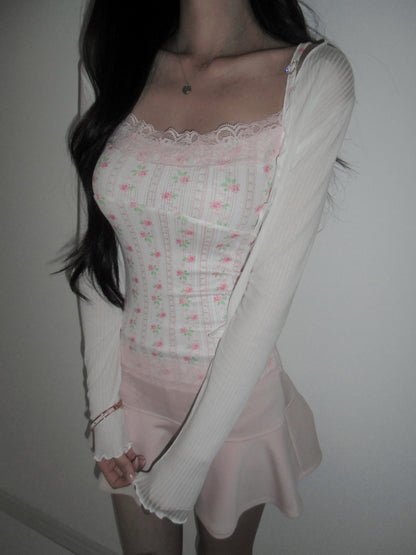 [Zanne] Brand Made Flori Heart Drop Lace Sleeveless Tank Top (3 Colours)