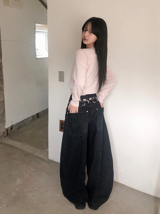Sakura Balloon Denim Balloon Pants