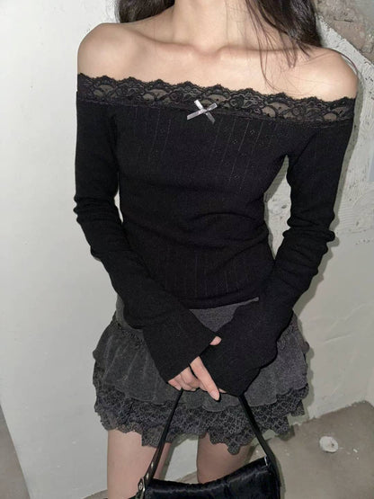 (BF NEW IN) Knit Punching Lace Tee