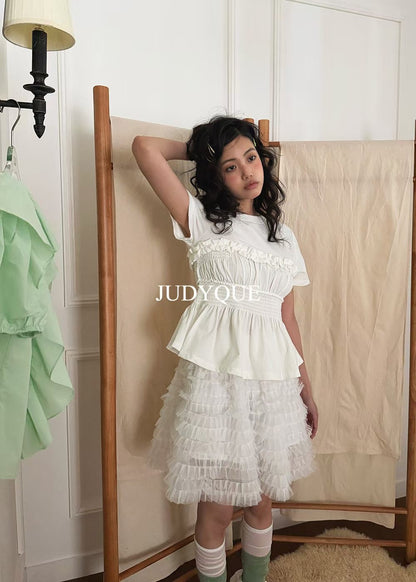 High End Smocked Waist Ruffle Blouse (3 Colours)