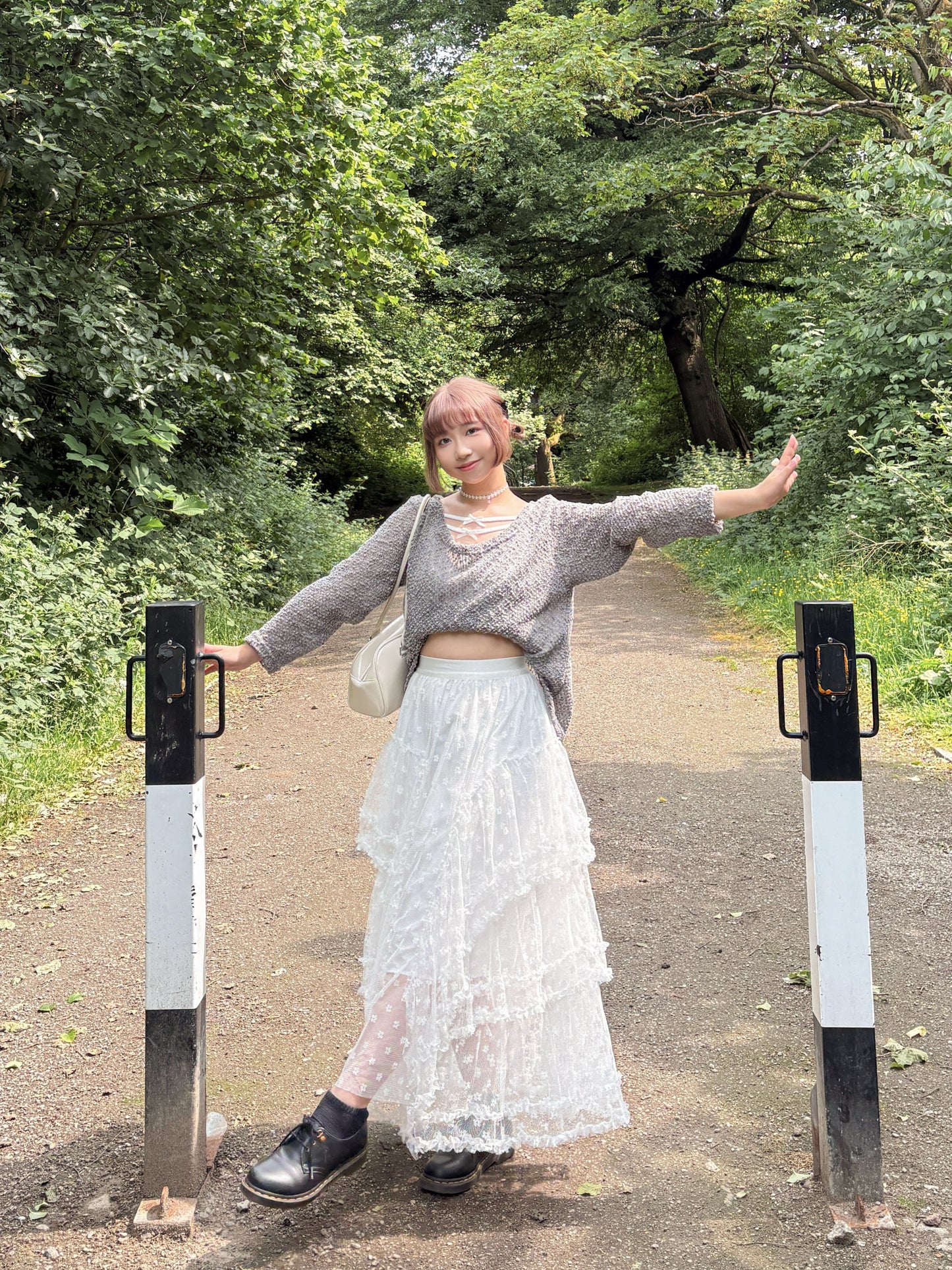 Fairy Ruffle Blossom A-Line Lace Frill Skirt (White)