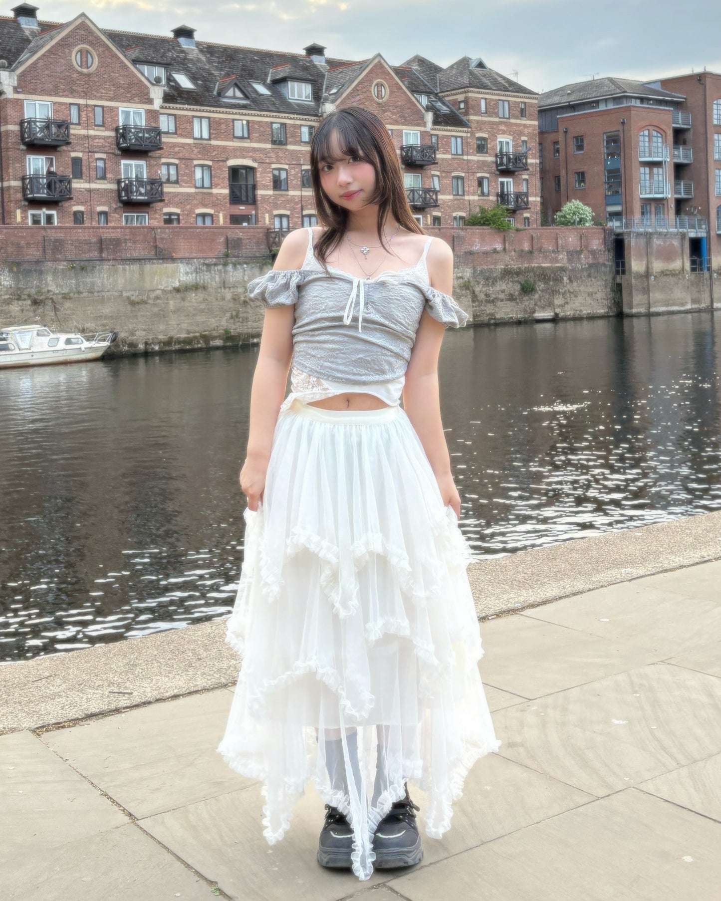 Lace Chiffon Unique Long Skirt (2 Colours)