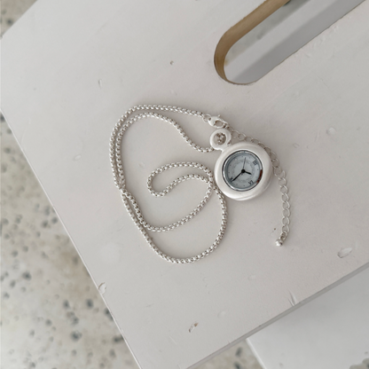 [Grumpy Stuff] Muted White Time Necklace