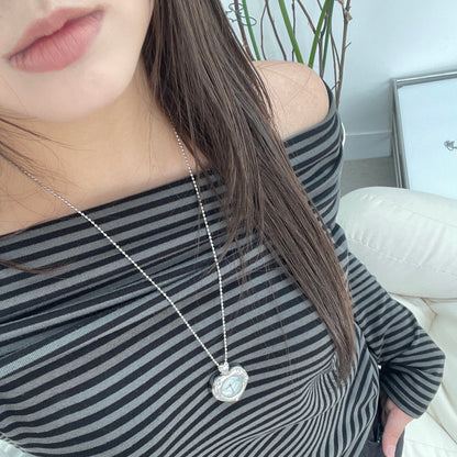 [Grumpy Stuff] Twinkle Heart Clock Long Necklace