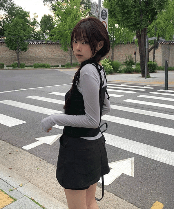 [anyonemore MADE] Exceeding 40000 sold in Korea! Bustier Long Sleeve layered T-shirt Set