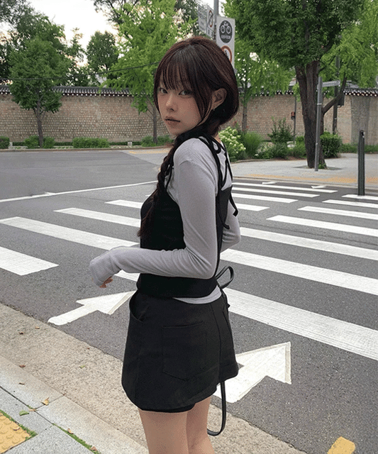 [anyonemore MADE] Exceeding 40000 sold in Korea! Bustier Long Sleeve layered T-shirt Set