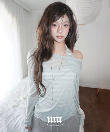[MODIMOOD] Brand Made Tencel See-Through Long Sleeve Tee (5Colours)