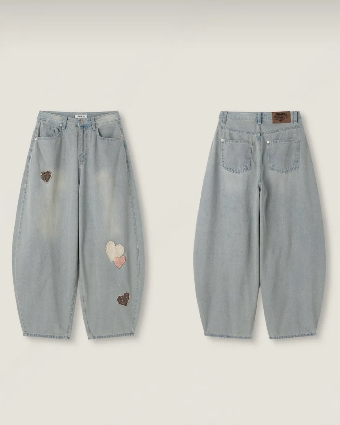 26FW Sweetheart Patchwork Balloon Jeans