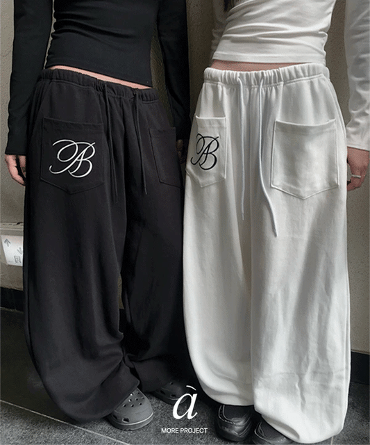 [anyonemore MADE] Kirin am Lettering String Wide Training Pants (3color)