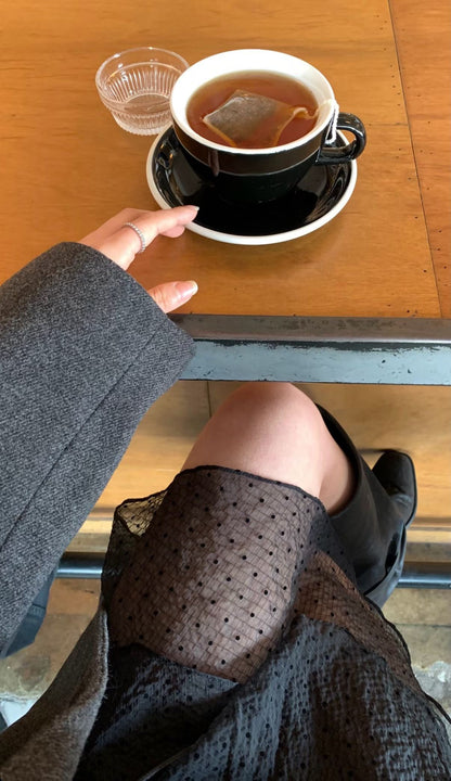 Spring Chiffon Dot Double-Tiered Mini Skirt