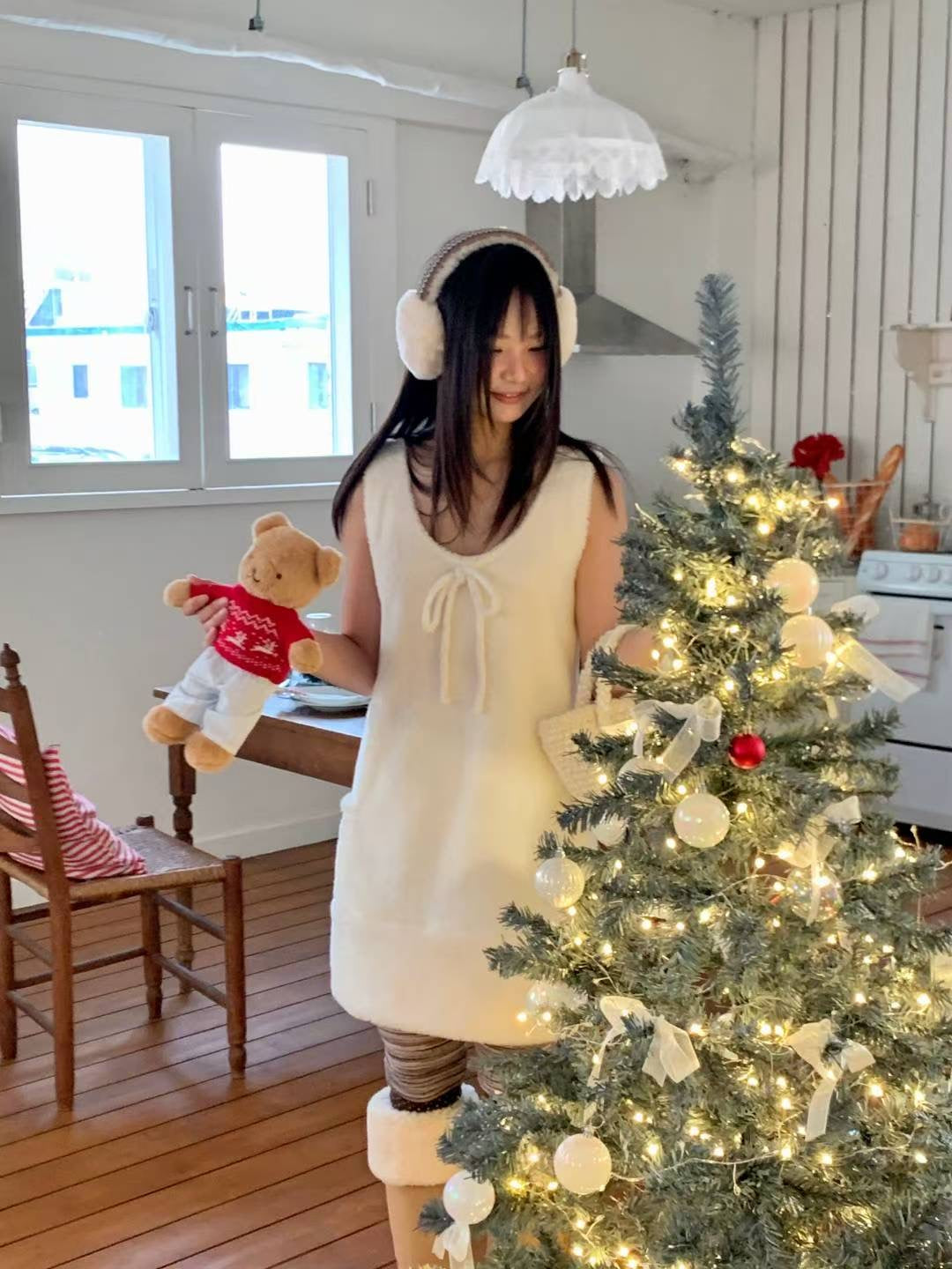 (DEC NEW) Teddy Bear Mini Dress/ Layering for Winter