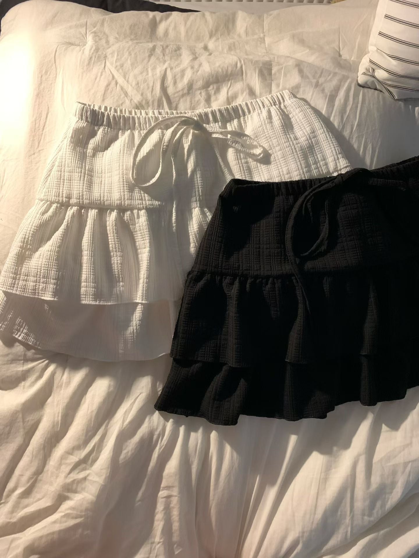 Spring Soft Girl Ruffle Crinkle Layer Mini Skirt