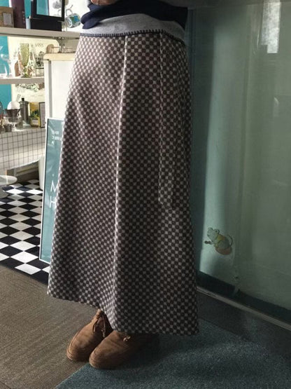 (Preorder) A-Line Check Button Skirt
