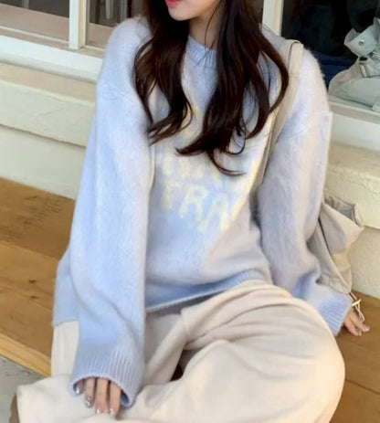 (BF NEW IN) Cream brush knit loose fit Chase Knit