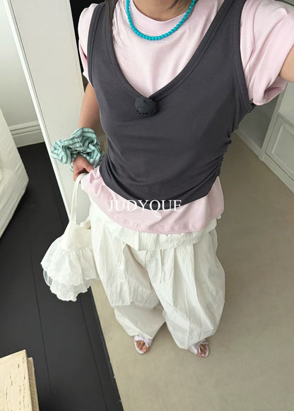 High End Vintage Rose Double Layer Top (3Colours)