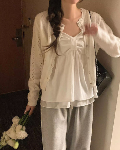 Super Cute!! Ribbon Chest Design Cami Top