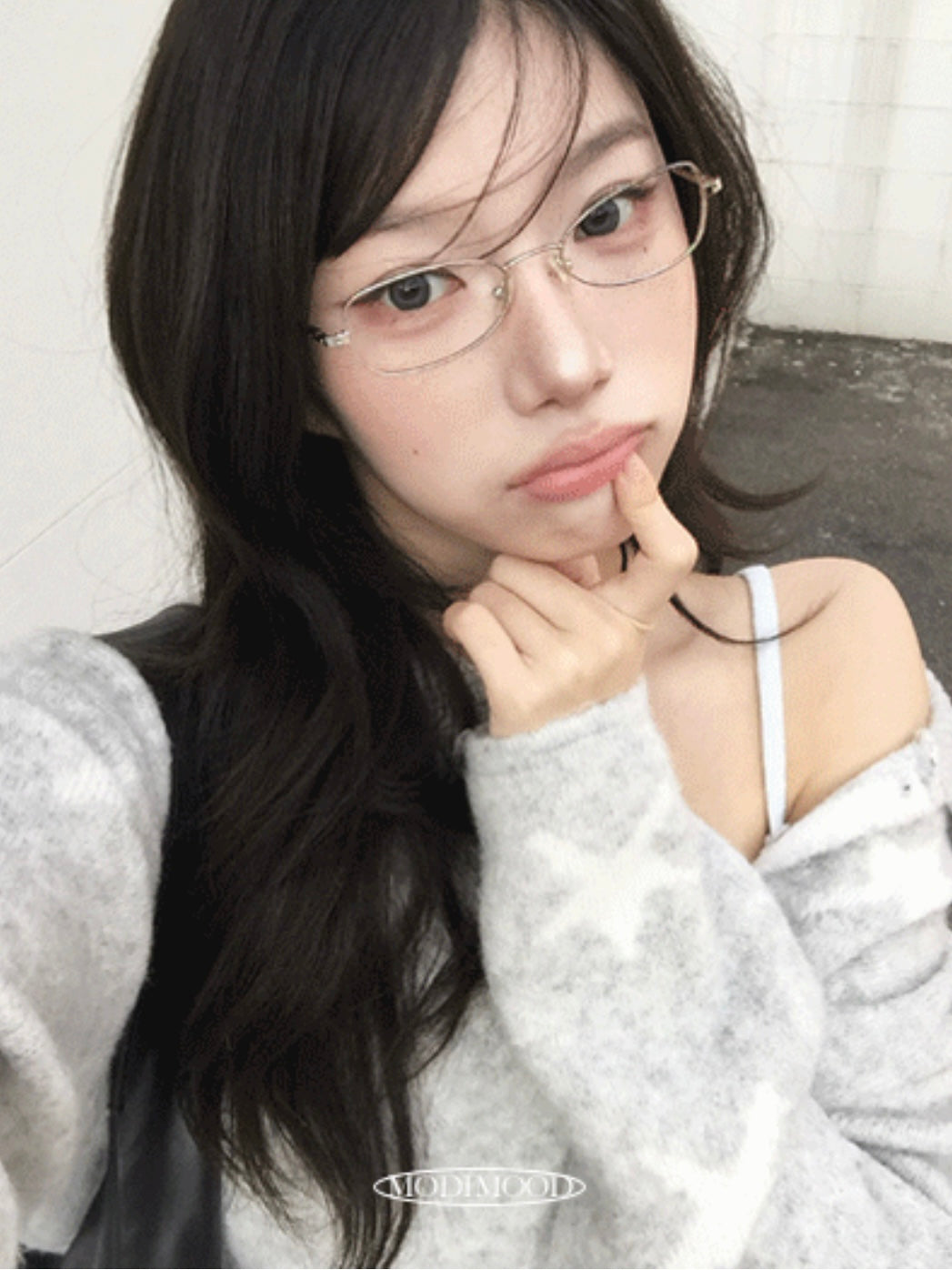 Over-the-knee star cardigan in grey