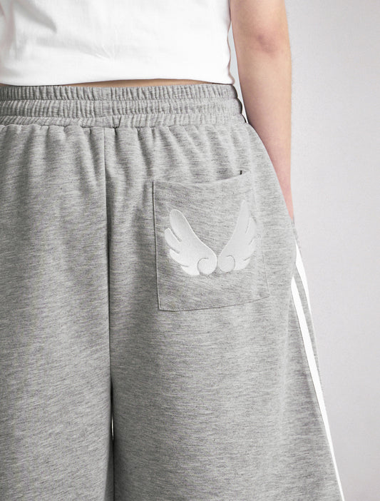 [LOOXP] Track Angel Embroidered Back Pocket Bermuda Pants Grey