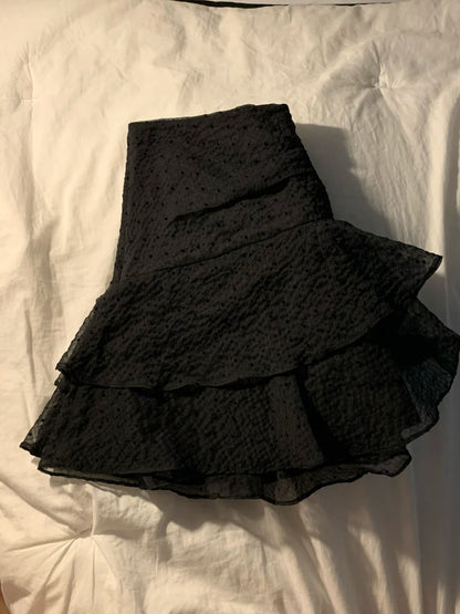 Spring Chiffon Dot Double-Tiered Mini Skirt