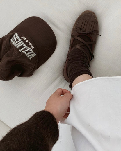 Fringe Ribbon Sneakers (Brown)