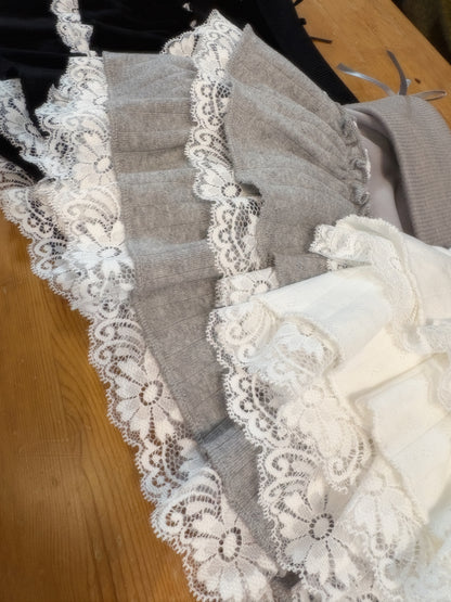 Premium Lace Layered Ruffle Mini Skirt with Bow details