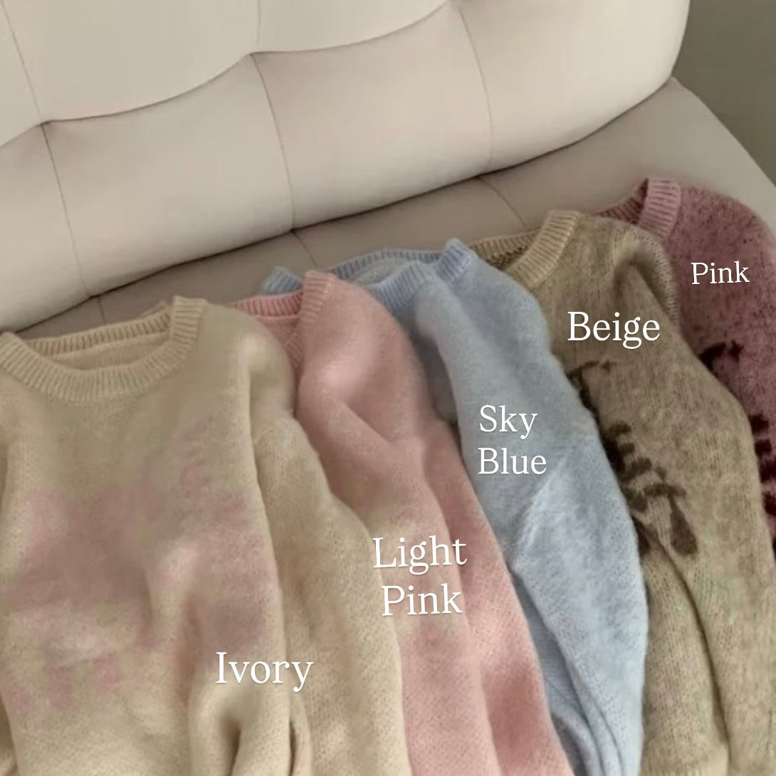 (BF NEW IN) Cream brush knit loose fit Chase Knit