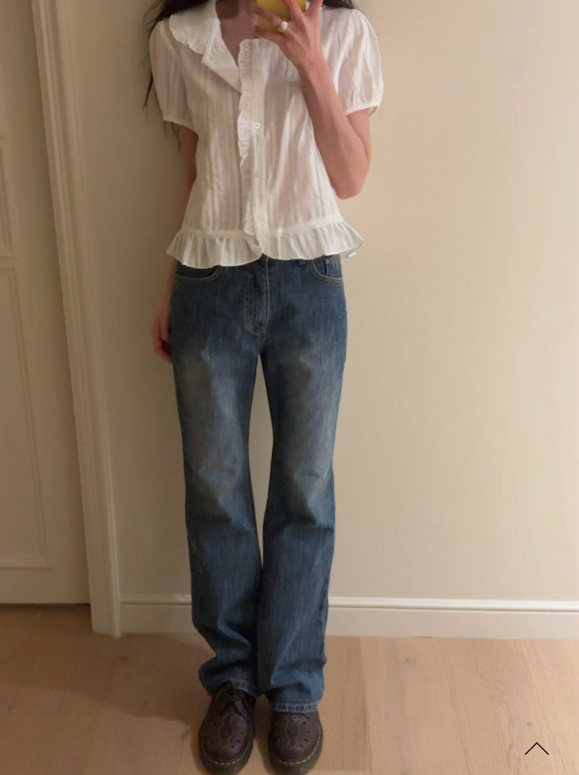 Dolly Button Up Layered Frill Collar Short Sleeve Blouse