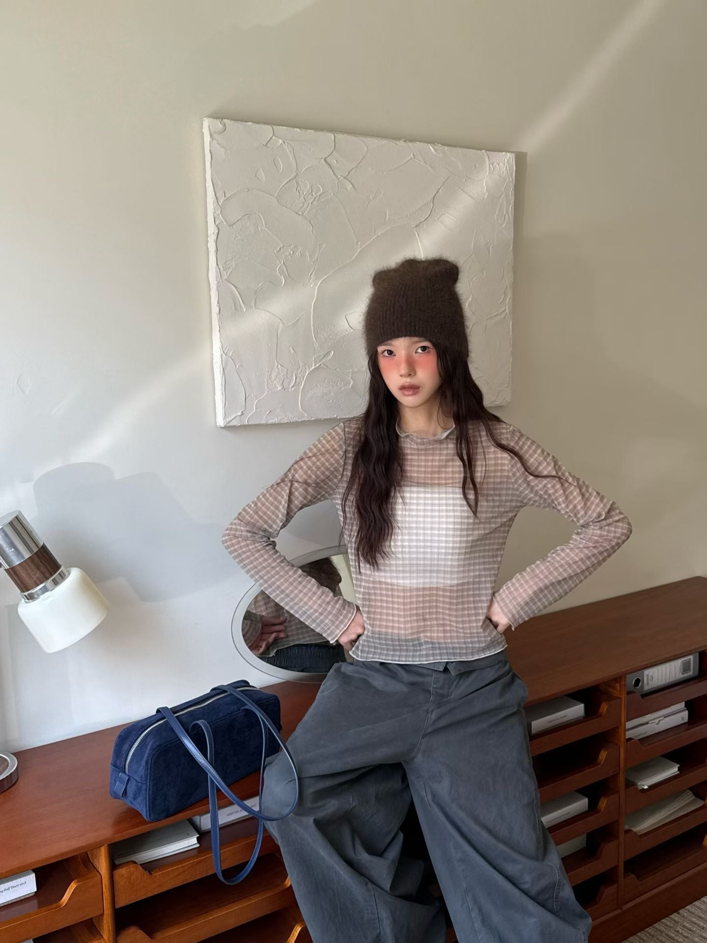 (Preorder) Sheer Layered Mock Neck T Shirt