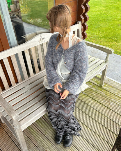 (Preorder) Y2K Knit 2 Button Rainbow Cardigan (Navy)