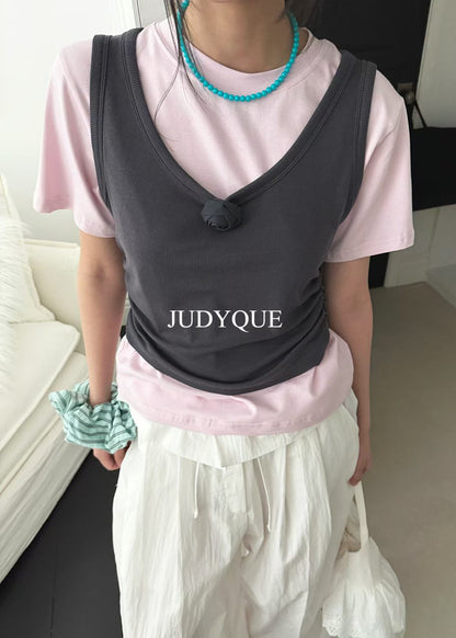 High End Vintage Rose Double Layer Top (3Colours)